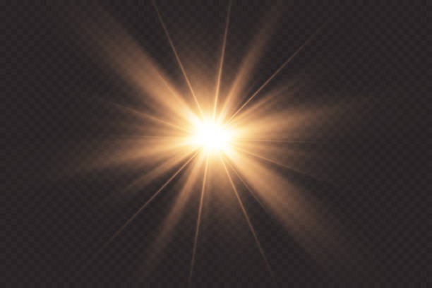 illustrazioni stock, clip art, cartoni animati e icone di tendenza di la luce bianca incandescente esplode su uno sfondo trasparente. con ray. sole splendente trasparente, lampo luminoso. centro di un lampo luminoso. - leggero