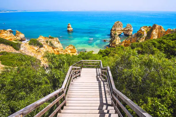 Scenic seascape and beach near Lagos on Algarve coast, Portugal