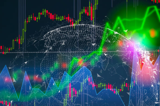 showing the Trading graph over the Abstract blurred photo, Business graph and trade monitor of Investment Futures market, app interface is to trade stocks, currencies. stock broker tool. mostrando el gráfico de trading sobre la foto borrosa abstracta, gráfico de negocios y el monitor de comercio del mercado de futuros de inversión, interfaz de la aplicación es el comercio de acciones, monedas. herramienta de corredor de bolsa.