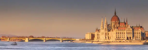 Photo of Parliament building and river Danube of Budapest