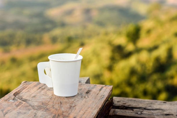 istock Paper coffee cup in natural background. 1135133995