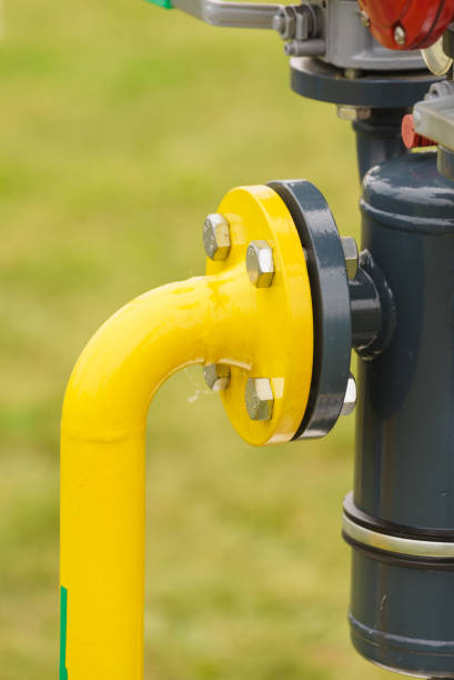 istock Metal pipe with valves and screws. 1135135237