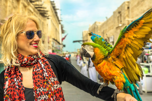 istock Woman with parrot 1135136553