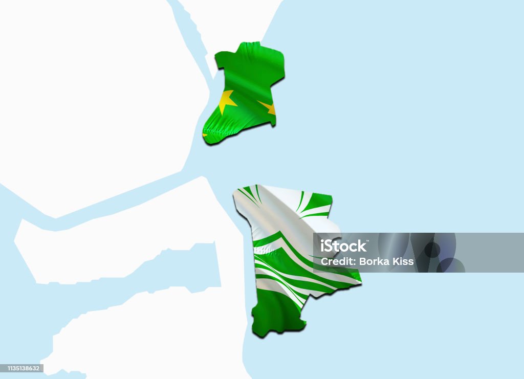 マカオの旗地図アジアマップ上の3dレンダリングマカオマップとフラグマカオの国のシンボルアジアの背景に中国の旗アジアのマカオ国旗n 3Dの