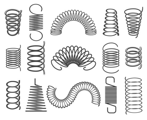 металлические пружины, изолированные на белом - пружина stock illustrations