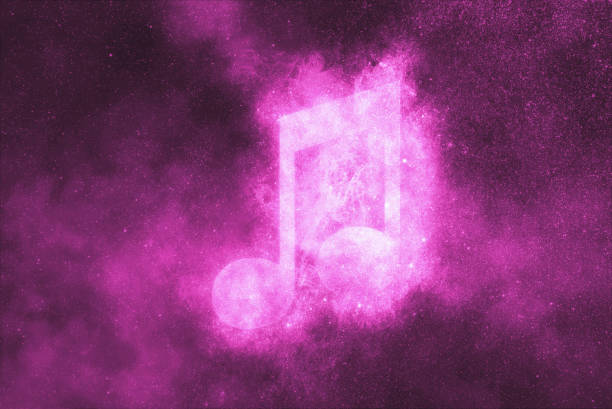 Music note sign, Music note symbol. Abstract night sky background