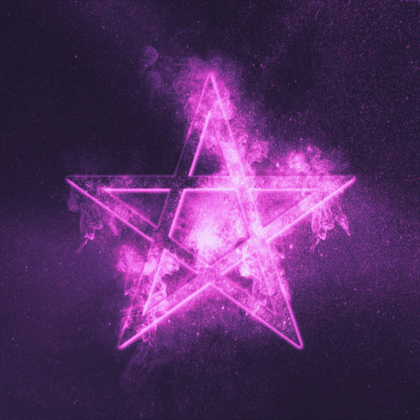 istock Pentagram symbol. Abstract night sky background. 1135146531