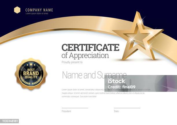 Certificate Template Diploma Of Modern Design Or Gift Certificate Stock Illustration - Download Image Now