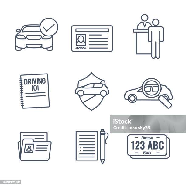Drivers Test And License Icon Set And Web Header Banner Stock Illustration - Download Image Now