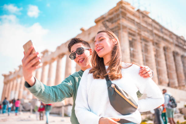 istock Tourist couple in Acropolis - Athens 1135149539