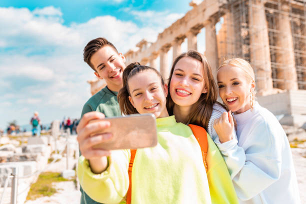 istock Group of young tourists in Acropolis - Athens 1135149547
