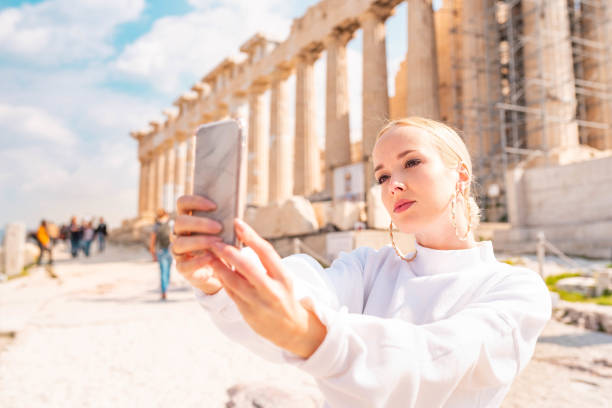 istock Female tourist in Acropolis - Athens 1135149548