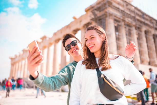 istock Tourist couple in Acropolis - Athens 1135149566