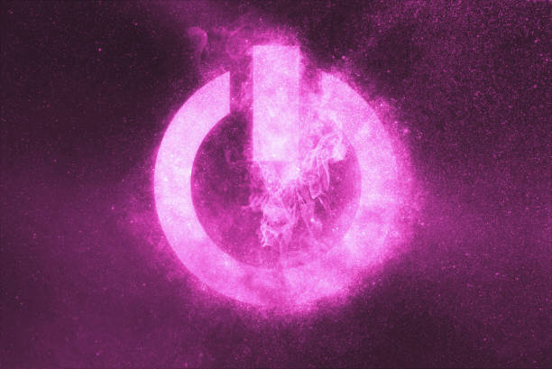 Power button sign, Power Button symbol. Abstract night sky background