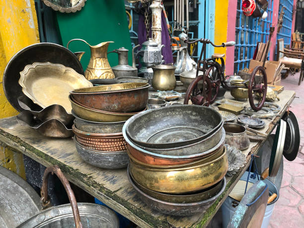 istock Flea market, antique copper utensils. 1135152509