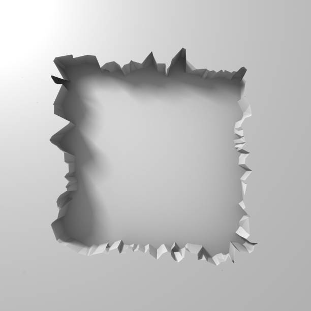 istock Dark destruction cracked hole in white stone wall 1135152718