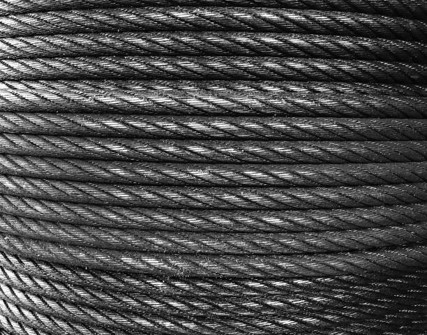 sfondo corda metallica - steel cable wire rope rope textured foto e immagini stock