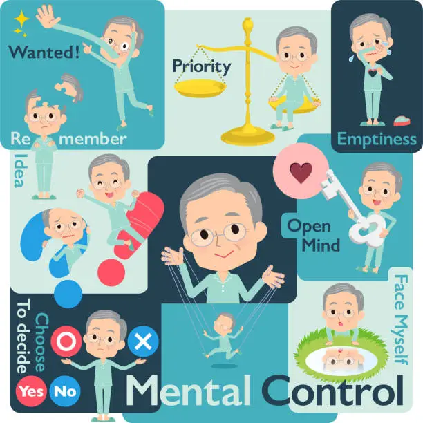 Vector illustration of patient old men_Mental