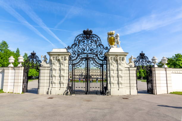 Main entrance cast iron gate of Jardin des Serres d'Auteuil botanical garden in Bois de Boulogne Paris France