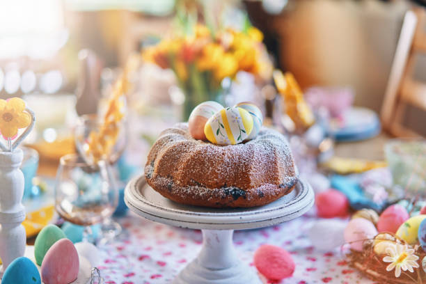Easter Bunt Cake Easter Bunt Cake easter cake stock pictures, royalty-free photos & images