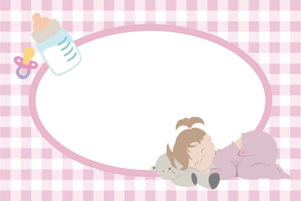 illustrazioni stock, clip art, cartoni animati e icone di tendenza di cornice fotografica per annunciare la nascita di una figlia - baby1