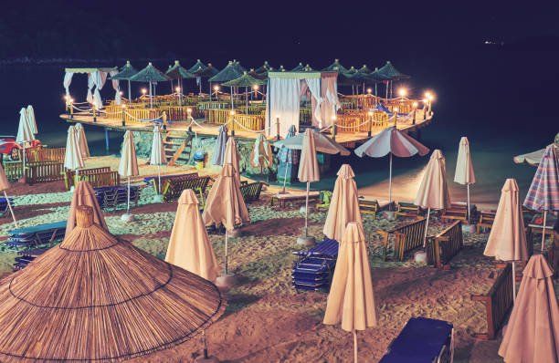 istock View of the beach at night. 1135160381