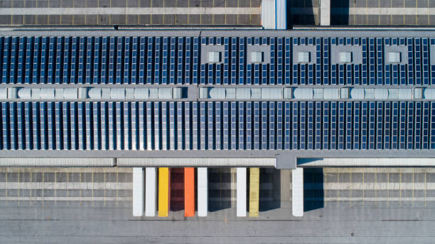 istock Loading bay, industrial building, logistics - aerial view 1135161298