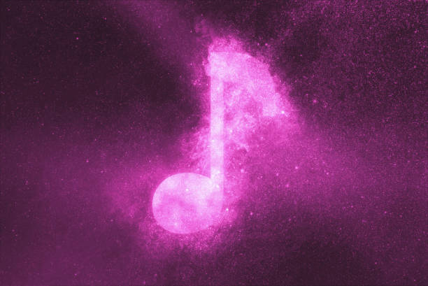 istock Music note sign, Music note symbol. Abstract night sky background 1135163916
