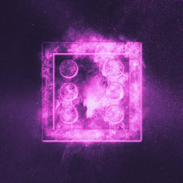 istock Dice Six at top. Abstract night sky background 1135164611
