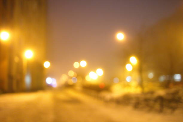 blurry street night lights