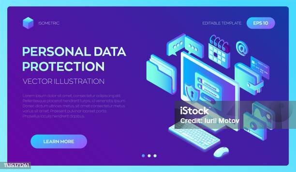 Data Protection Files Computer Data Protection Desktop Pc With Authorization Form On Screen Personal ...