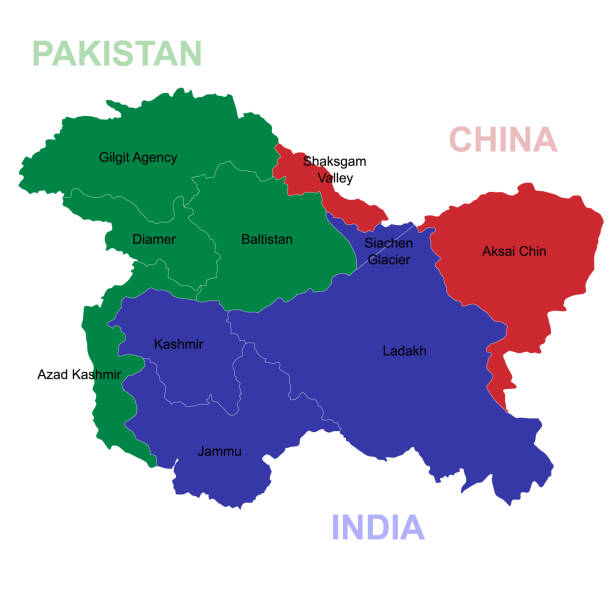 karte von kaschmir ist eine geografische region - asad jammu und kaschmir stock-grafiken, -clipart, -cartoons und -symbole
