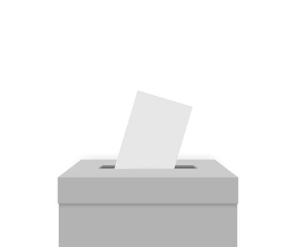 ÐÑÐ½Ð¾Ð²Ð½ÑÐµ RGB White election box with voting paper in hole. ballot campaign mockup designate stock illustrations