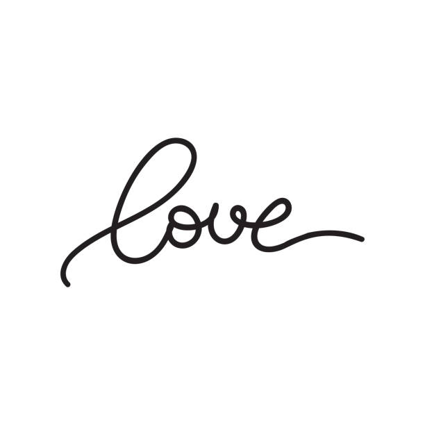 ilustrações de stock, clip art, desenhos animados e ícones de romantic simple modern black vector lettering of word love - santa letter