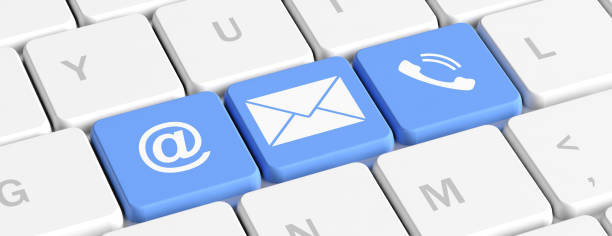 istock Contact us. Blue keys buttons with mail and phone signs on a computer keyboard, banner. 3d illustration 1135177354