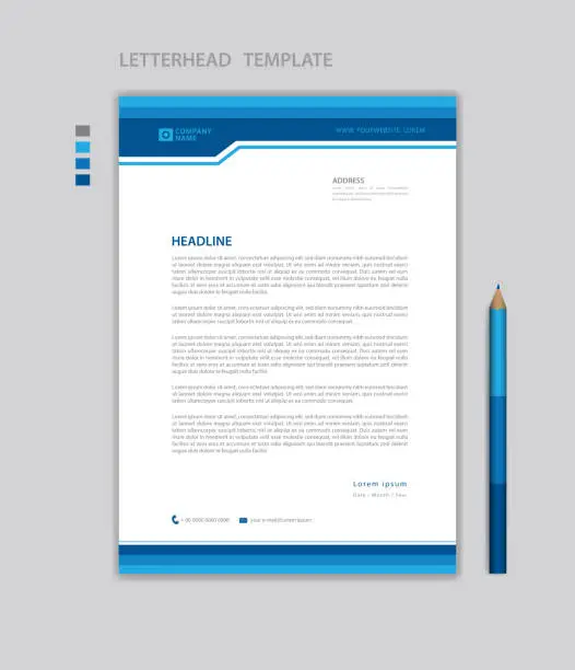 Vector illustration of Letterhead template vector, minimalist style, printing design, business advertisement layout, Blue concept background