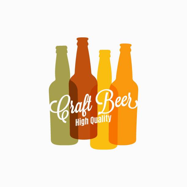 butelka piwa . baner w kolorze piwa na białym tle - isolated on white bottle alcohol alcoholism stock illustrations