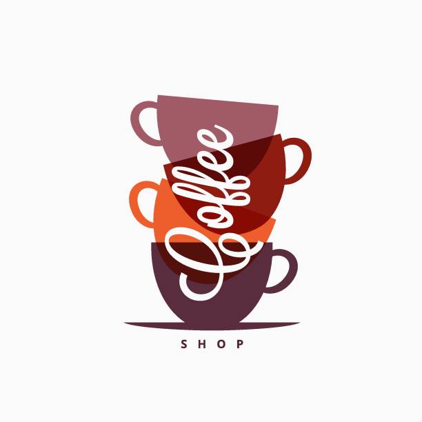 filiżanka do kawy . kubki do kawy kolor banner na białym tle - coffee time stock illustrations