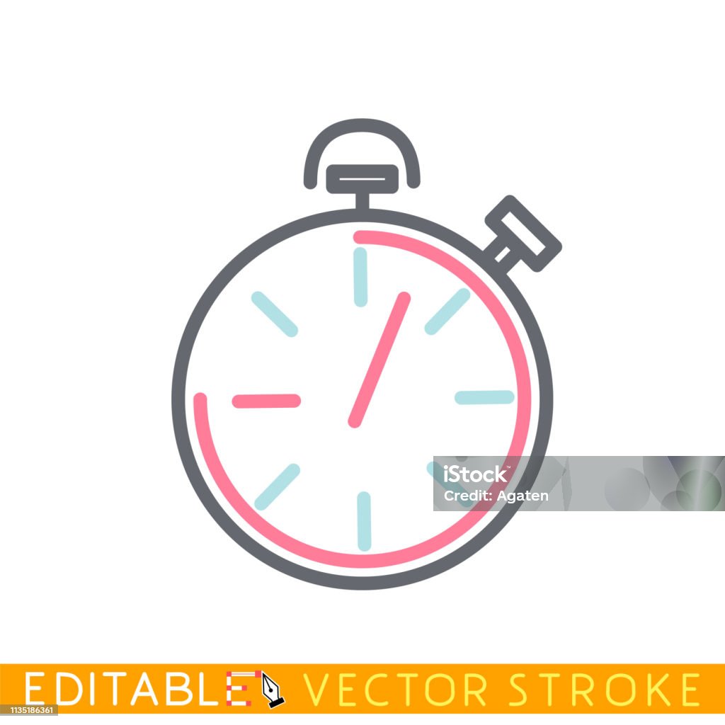 Timer icon. Stopwatch. Editable stroke sketch icon. Stock vector illustration. Editable Stroke stock vector