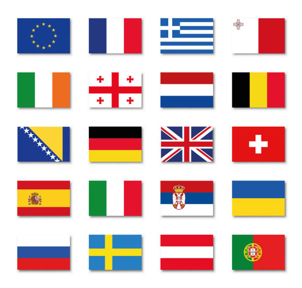 flagi europy ustawione. ilustracja wektorowa - flag national flag greek flag greece stock illustrations