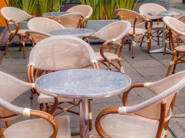 istock Wet tables and chairs after rain 1135191683