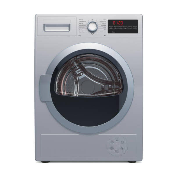 Clothes dryer, 3D rendering isolated on white background Clothes dryer, 3D rendering isolated on white background tumble dryer stock pictures, royalty-free photos & images