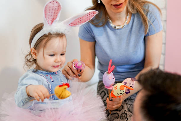 istock Little baby with Easter decoration 1135192115