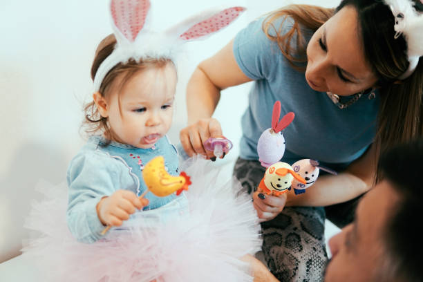 istock Little baby with Easter decoration 1135192682