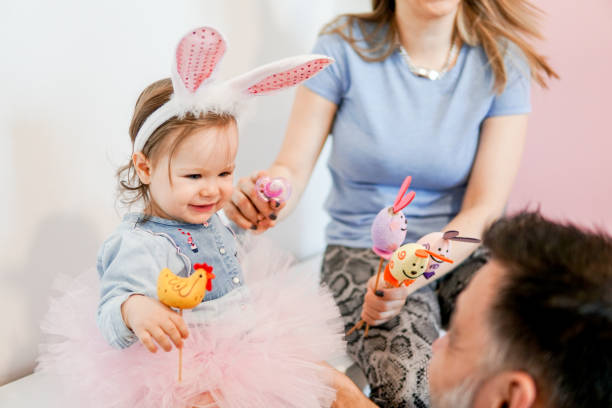 istock Little baby with Easter decoration 1135192720