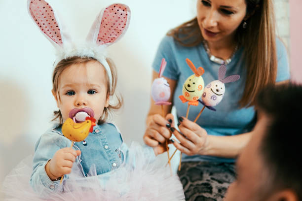 istock Little baby with Easter decoration 1135192731
