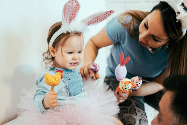 istock Little baby with Easter decoration 1135192765