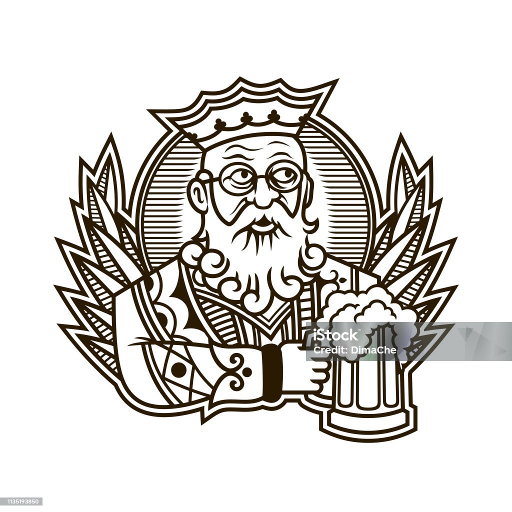 King holding a mug of beer - King of clubs character in playing cards King of clubs holding a beer mug - vector illustration of king character in playing cards Beer - Alcohol stock vector