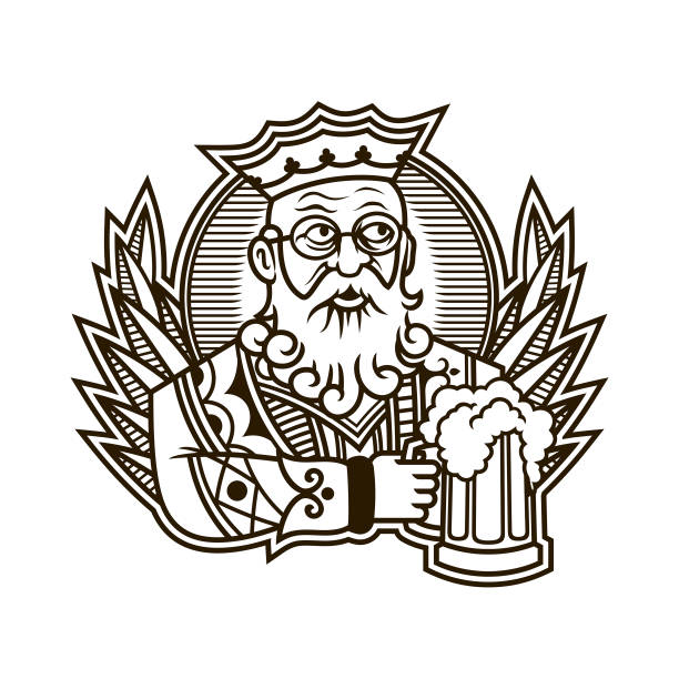 King holding a mug of beer - King of clubs character in playing cards King of clubs holding a beer mug - vector illustration of king character in playing cards bar drink establishment illustrations stock illustrations