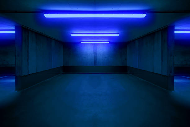 illuminated parking lot / underground car parking spot